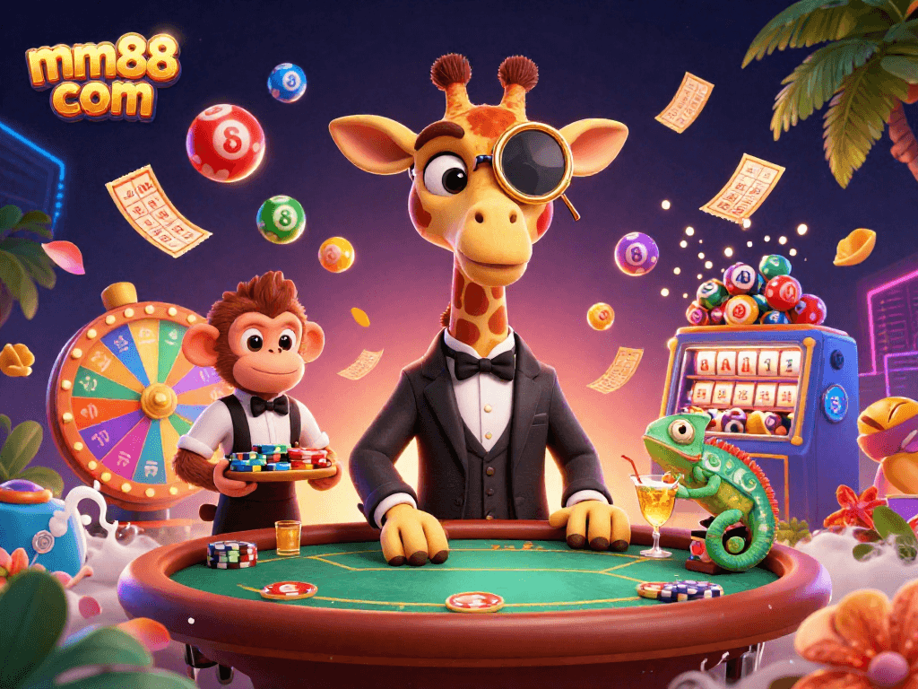 Experience vibrant gameplay with mm88 com as colorful lottery balls and animated characters uplift the casino atmosphere.