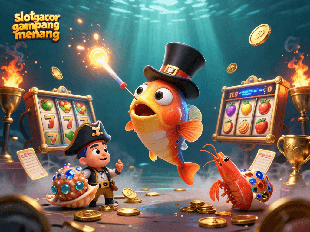 Experience the thrill of slot gacor gampang menang with golden coins and slot game elements in vibrant 3D