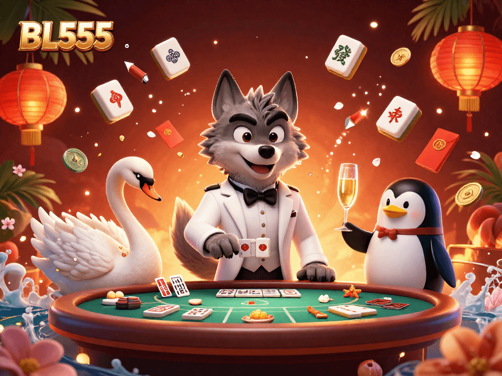 Engaging players at the exciting BL555 casino with animated characters and vibrant elements.