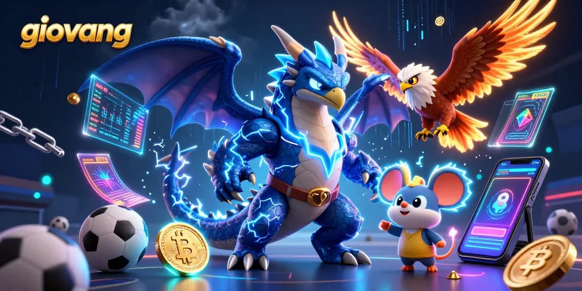 Experience thrilling sports betting with giovang's electrifying 3D characters amidst dynamic gaming elements.