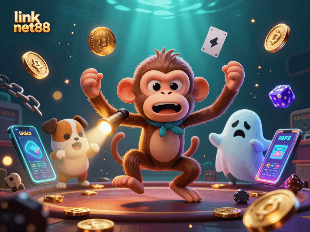 Experience thrilling action at Net88 with colorful coins and casino characters.