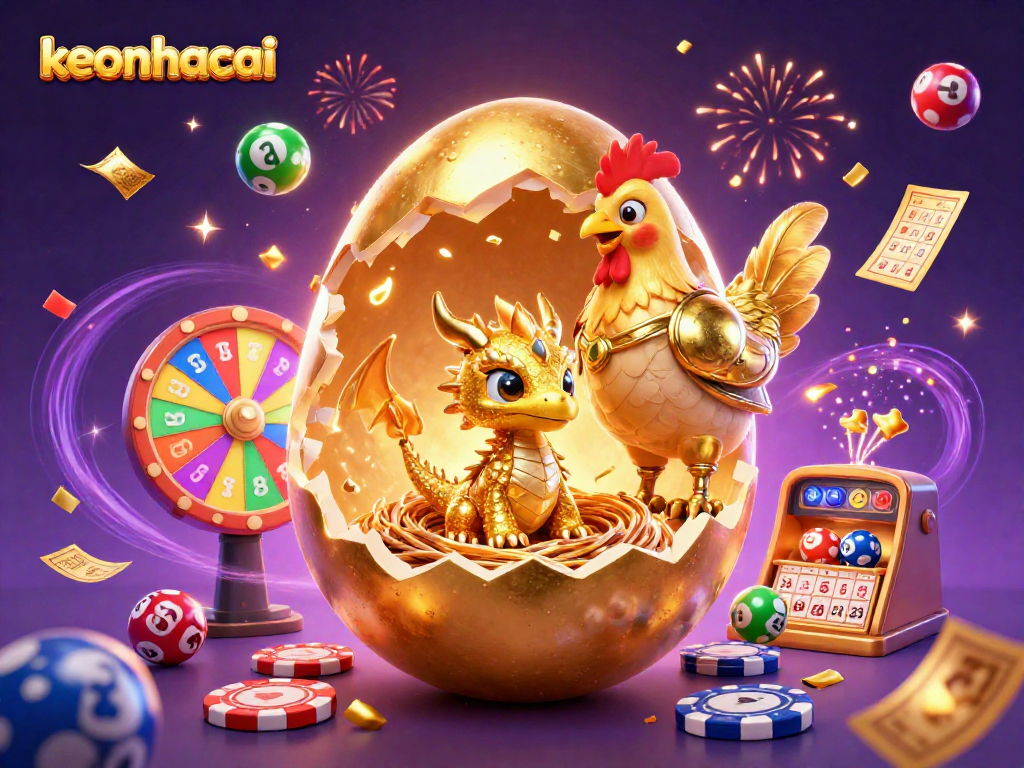 Join the action with keonhacai and a golden dragon in a vibrant casino celebration!