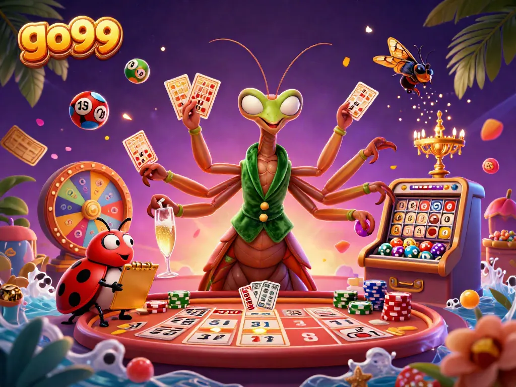 Experience excitement and thrill with go99's dynamic casino scene featuring vibrant characters and engaging game elements.