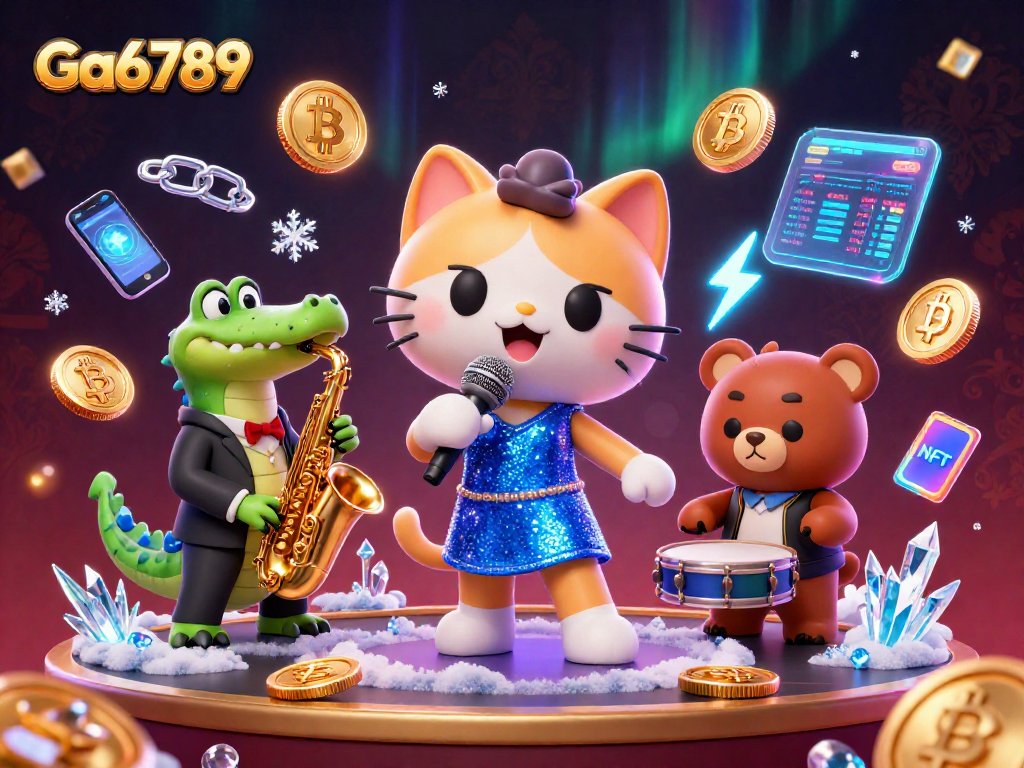 Engage with the vibrant Ga6789 casino scene featuring a jazz-singer cat, crocodile, and bear cub.