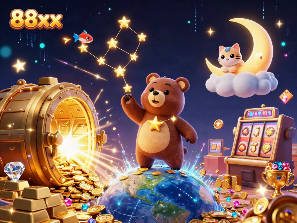 Engage in winning at 88xx with a constellation bear and treasures in the night sky.