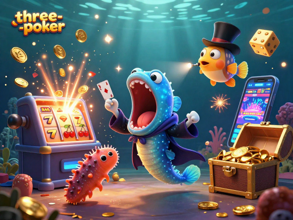 Engage with three-card-poker strategies as a sea-themed cast performs magical card tricks.