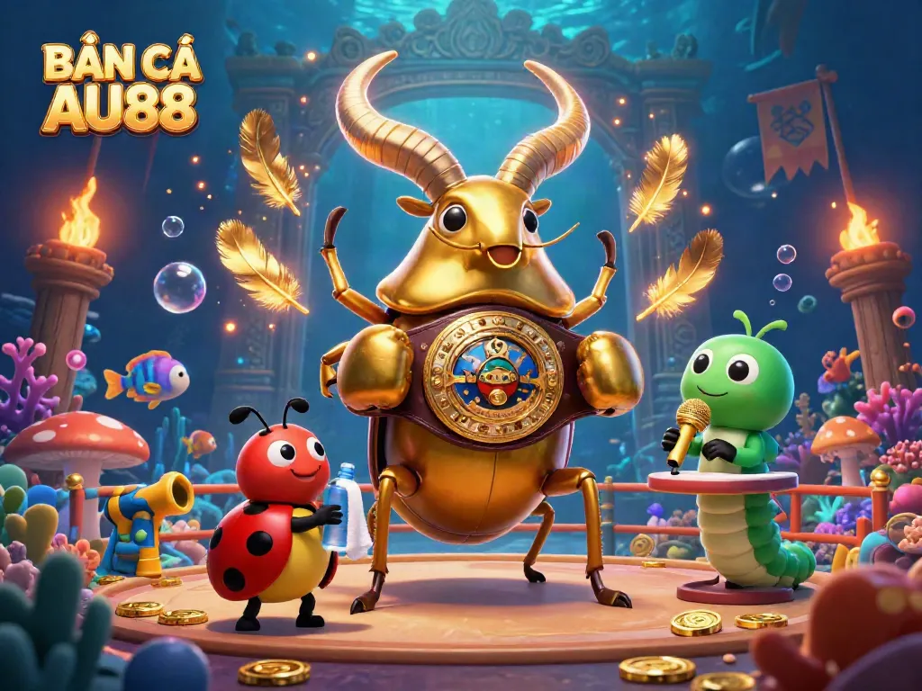 BẮN CÁ XÈNG AU88 features colorful fish and underwater elements, showcasing exciting marine game action.