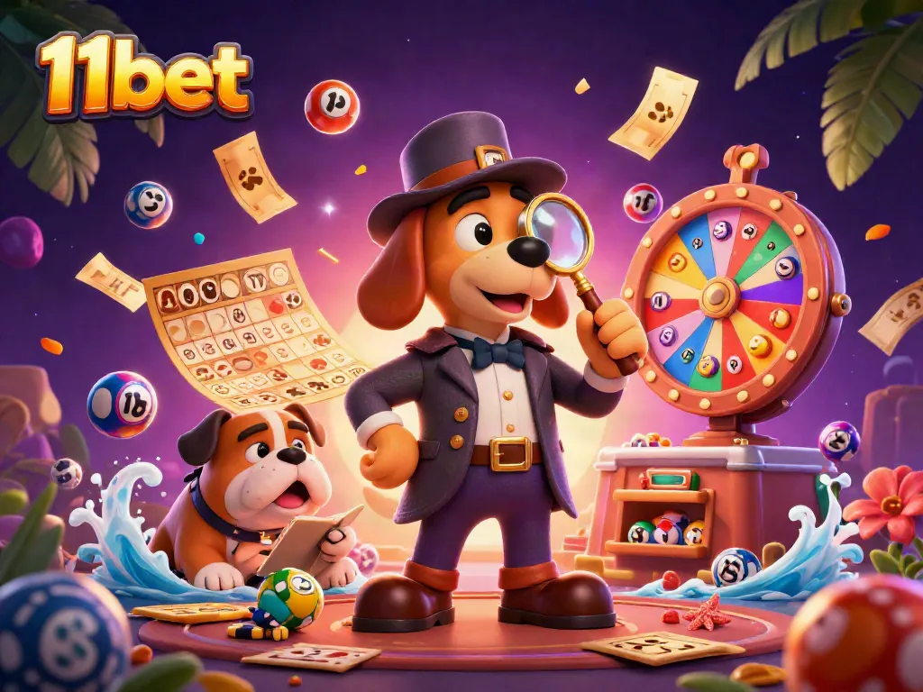 Engage in thrilling gameplay at 11bet with vibrant lottery balls and golden chips.