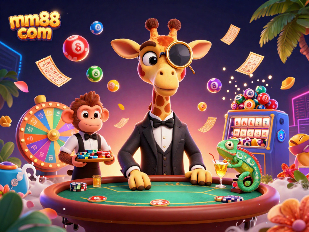 Experience vibrant gameplay with mm88 com as colorful lottery balls and animated characters uplift the casino atmosphere.
