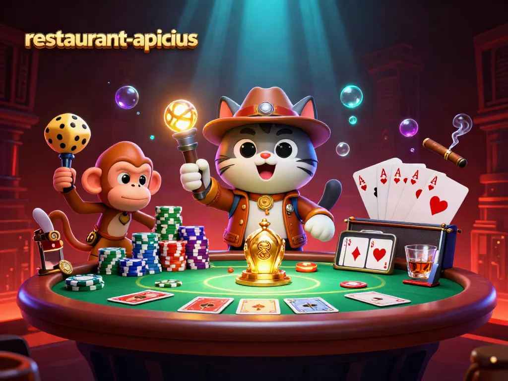 Engage in high-stakes action at restaurant-apicius casino with vibrant poker scenes and dynamic elements.