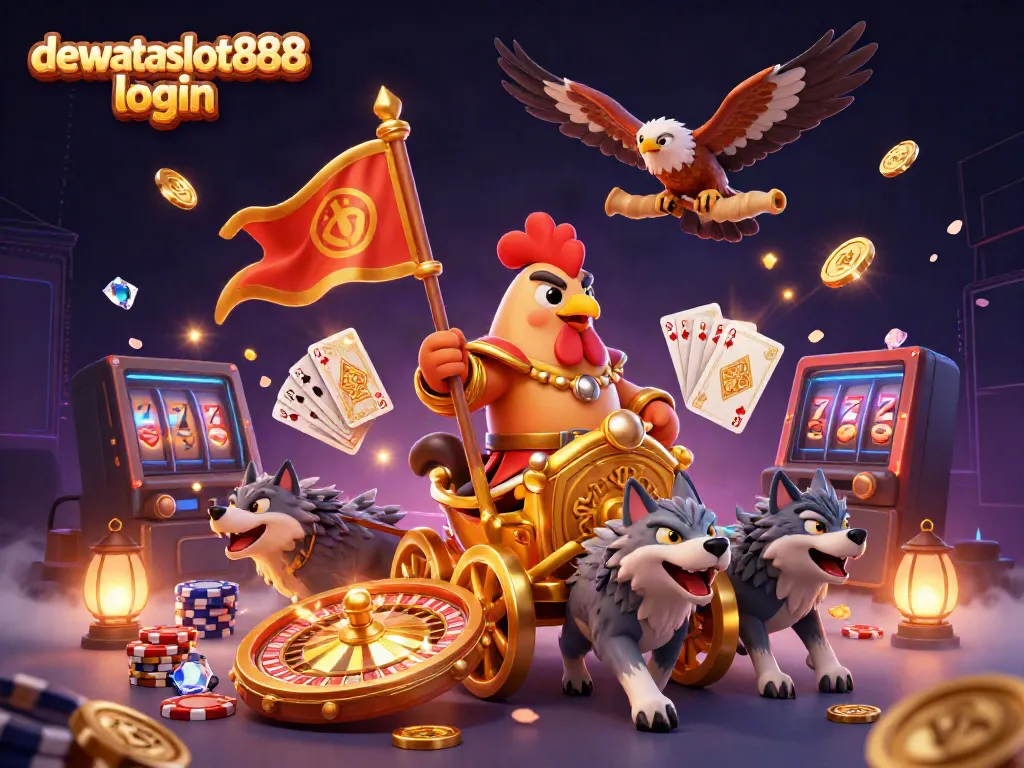 Memahami cara bermain lebih baik dengan dewataslot888 login dalam ilustrasi kasino 3D yang dinamis.