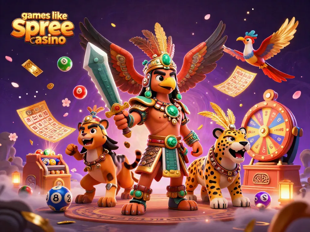 Play fun games like spree casino with sweepstakes elements and vibrant visuals in a dynamic scene.
