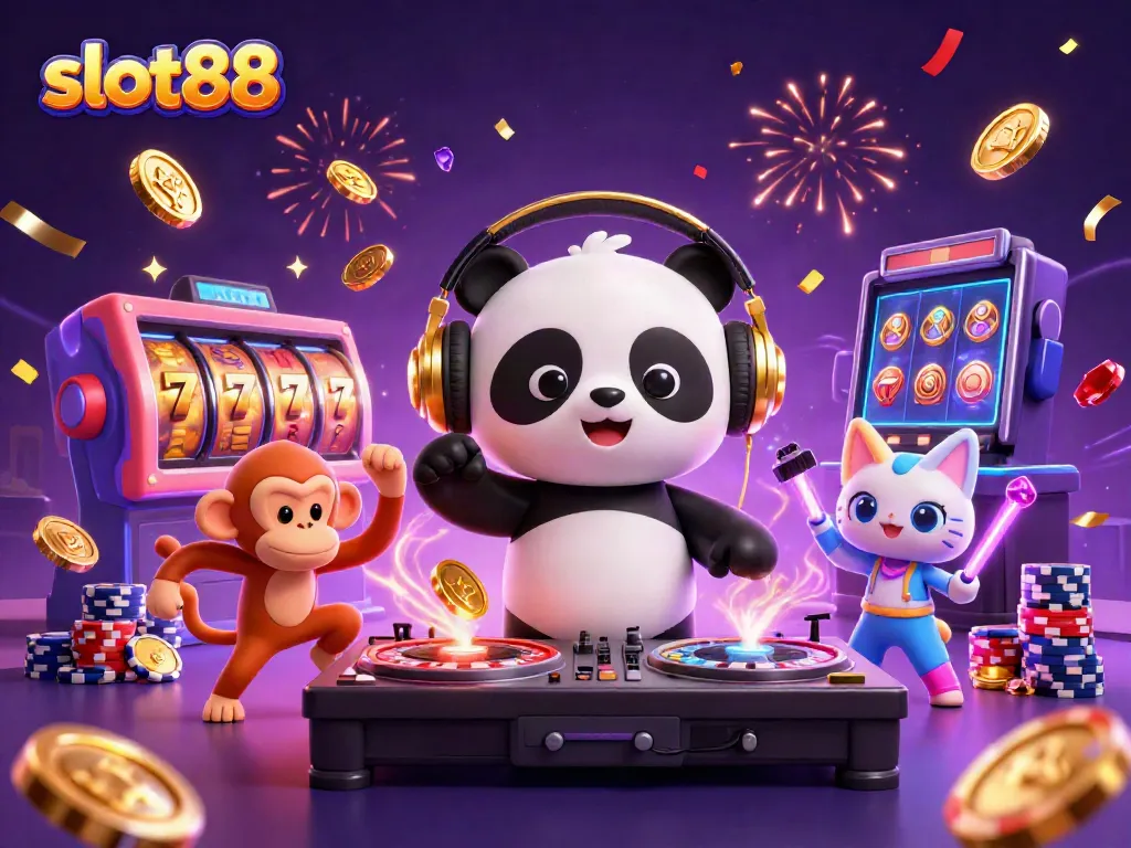 Mainkan slot88 dan rasakan keseruan kasino Las Vegas dengan karakter kartun dan elemen permainan yang meriah.