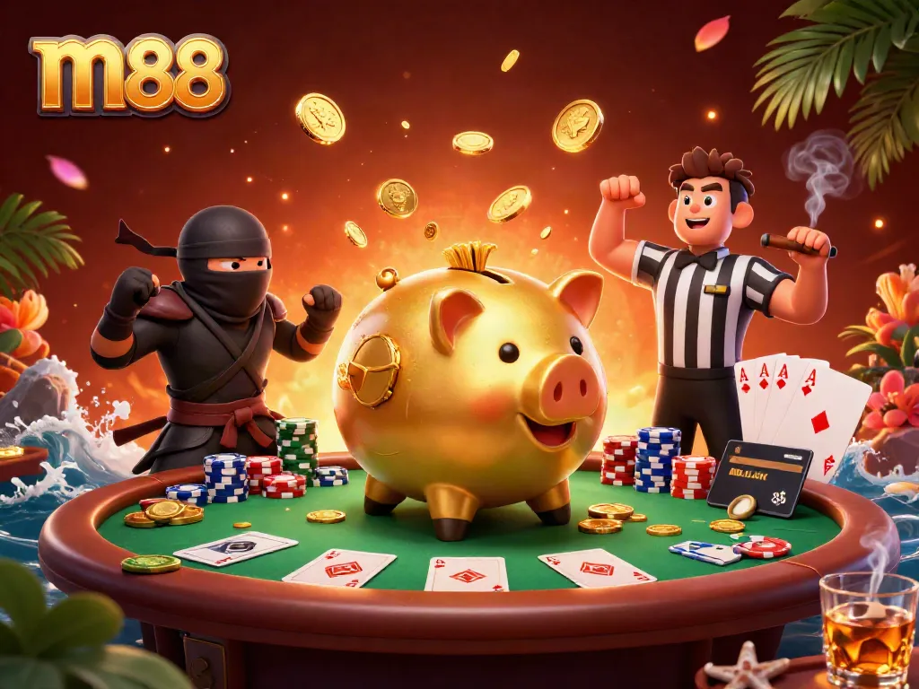 Experience exciting gameplay with m88 featuring vibrant 3D characters and casino elements stacked with winnings.