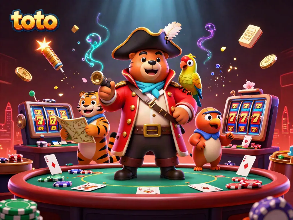 Engage in thrilling casino adventures with toto surrounded by vibrant poker action and dynamic gaming elements.