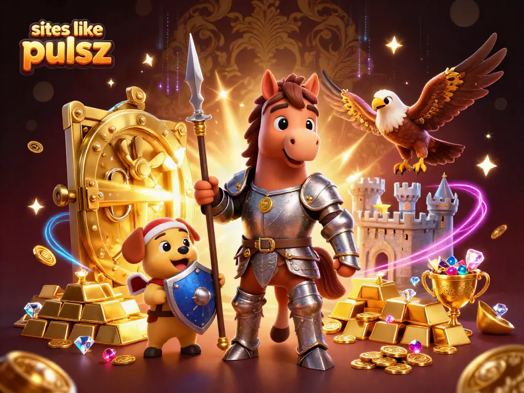 Experience engaging gameplay with sites like Pulsz in this vibrant 3D illustration of casino excitement.