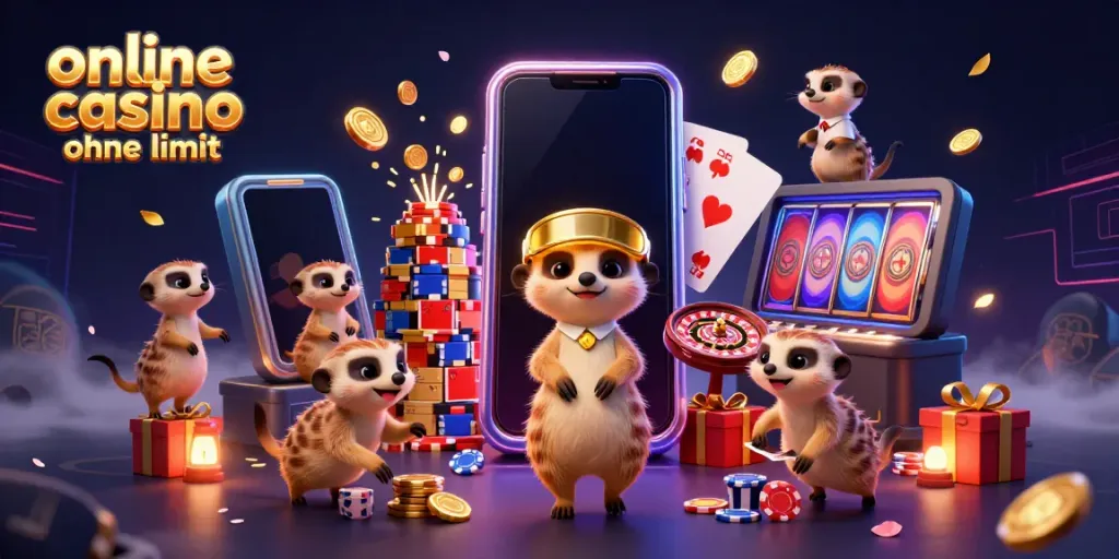 Join the excitement in this vibrant online casino ohne limit scene with meerkats at play!