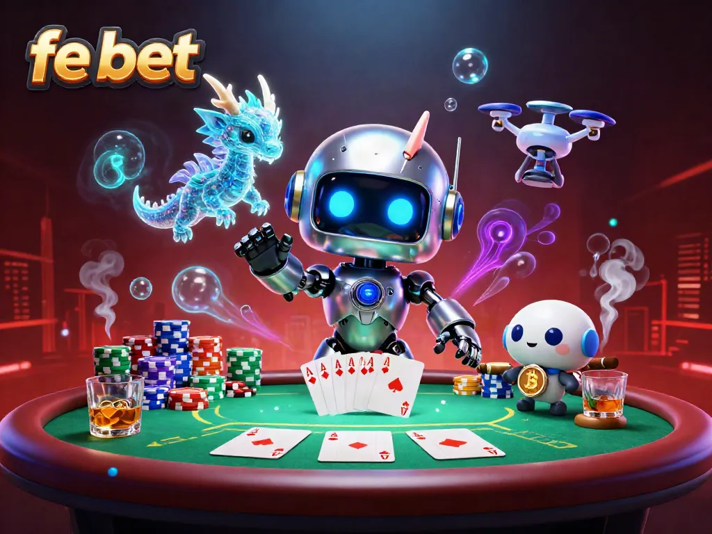 Bet big with fe bet in an exciting 3D casino scene featuring vibrant characters and gaming elements.