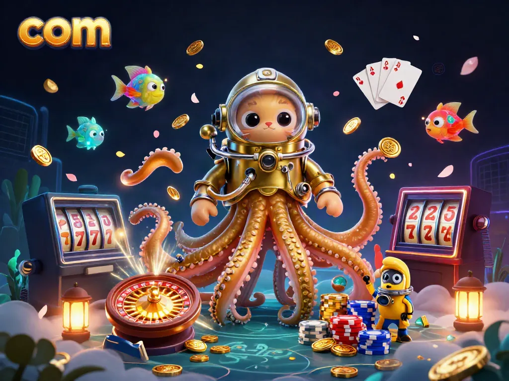 Engage with the thrilling World of com as a massive kraken rises amid golden treasures in this vibrant casino scene.