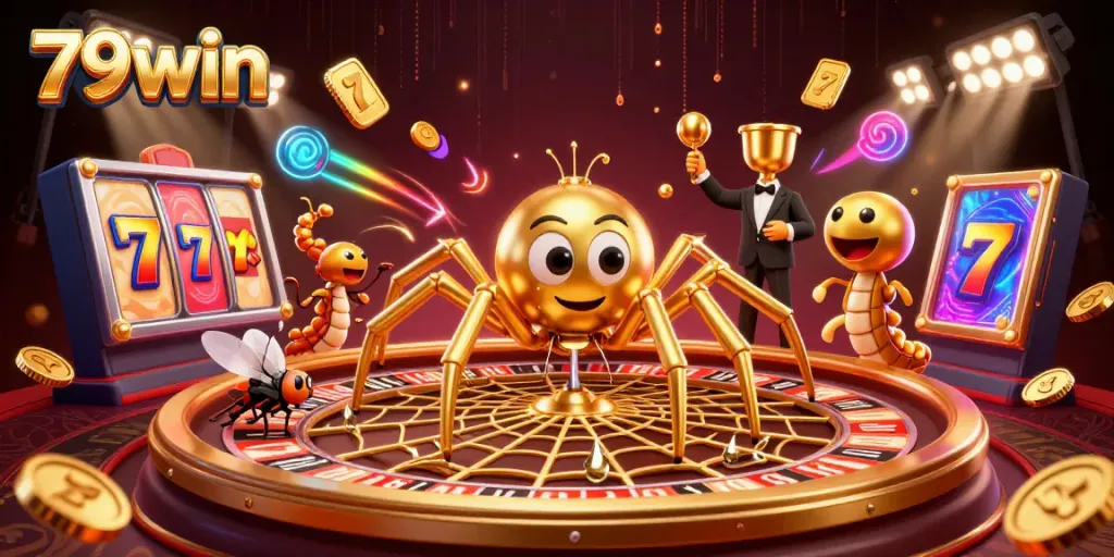 Spin the roulette wheel with 79win and win big in this vibrant casino scene filled with excitement.