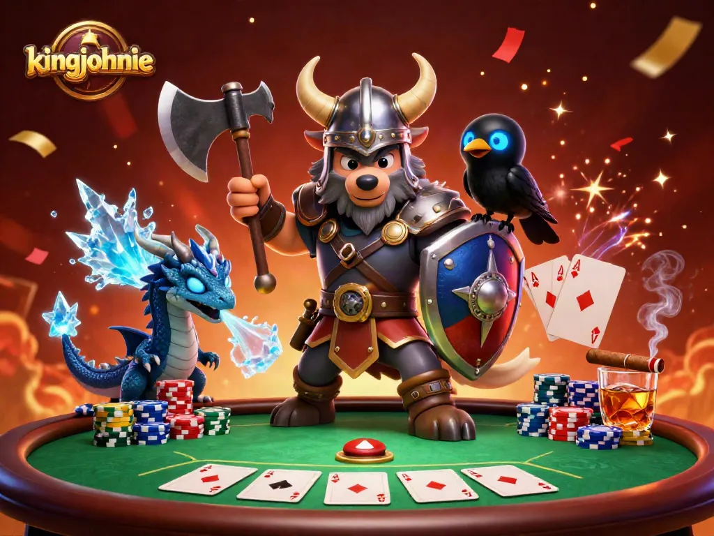 Experience thrilling poker action at kingjohnnie with dynamic characters and vibrant casino elements.