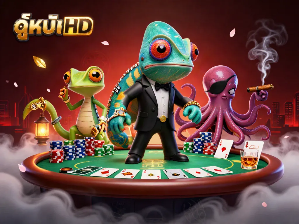 Bet on ดูหนังHD with colorful poker chips and intense action in a cinematic casino scene