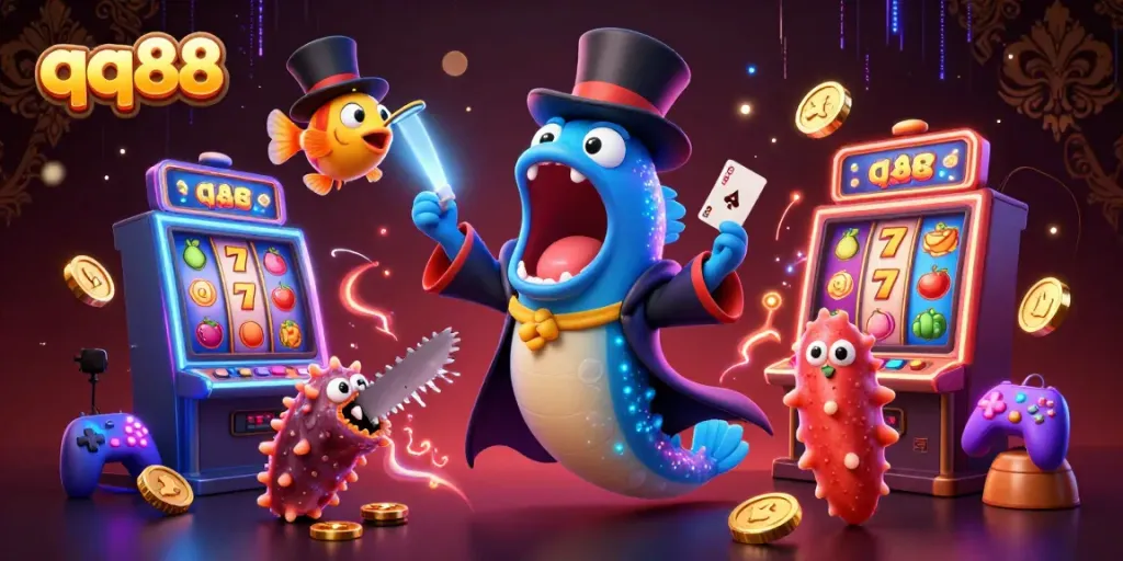 Experience thrilling gambling with the vibrant qq88 casino illustration showcasing magical elements.