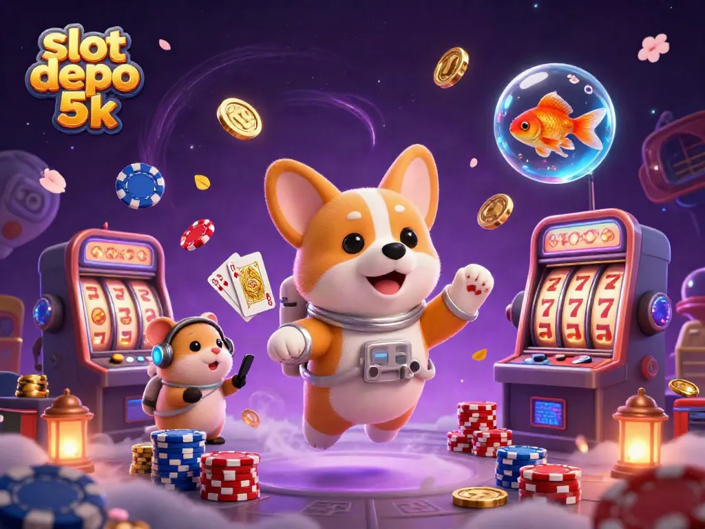 Experience jaw-dropping excitement with slot depo 5k in this vibrant 3D casino scene.