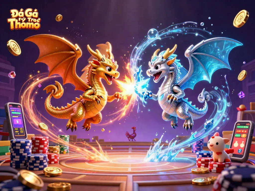 Join the excitement of Đá Gà Trực Tiếp Thomo with vibrant cockfighting visuals and dynamic betting elements.