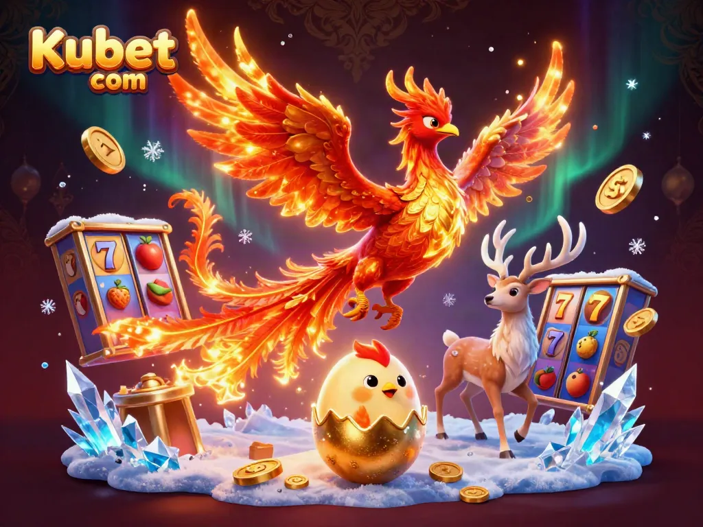 Experience excitement at Kubet com with vibrant 3D casino elements and mythical creatures.