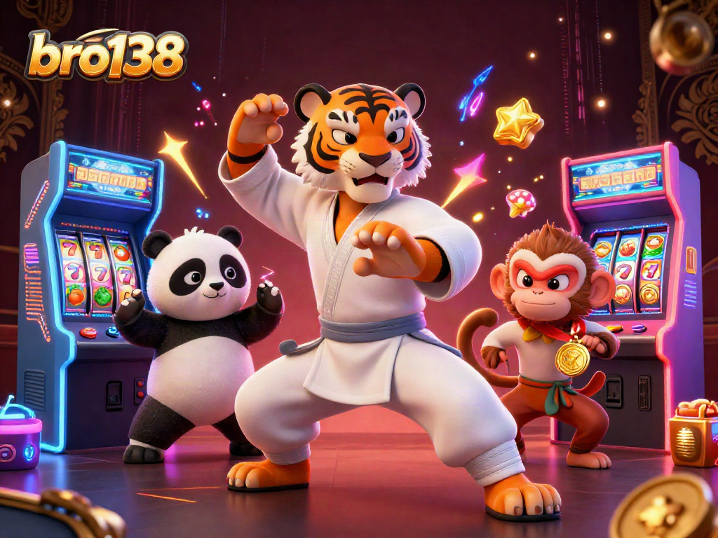 Engage in thrilling gameplay at bro138 with vibrant slots and playful casino characters.