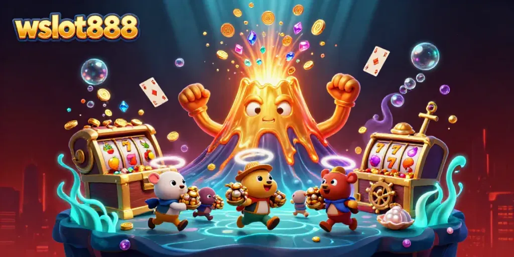 Menangkan jackpot di wslot888 sambil menyaksikan gunung berapi emas meletus dengan harta karun yang menakjubkan.