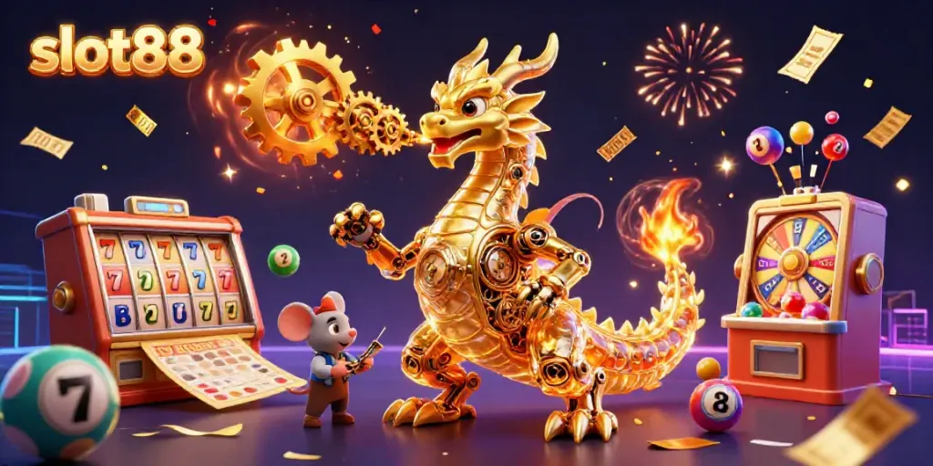 Experience the excitement of slot88 with vibrant jackpots and dynamic casino elements in a captivating 3D scene.