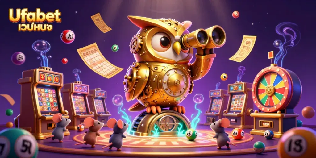 Experience thrilling gameplay at Ufabet เว็บตรง with colorful casino elements and dynamic characters in a vibrant setting.