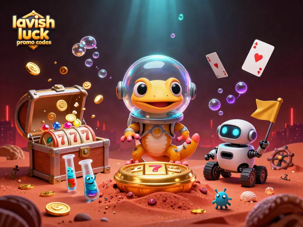 Play with lavish luck promo codes amidst a colorful, rewarding casino adventure on red Mars.