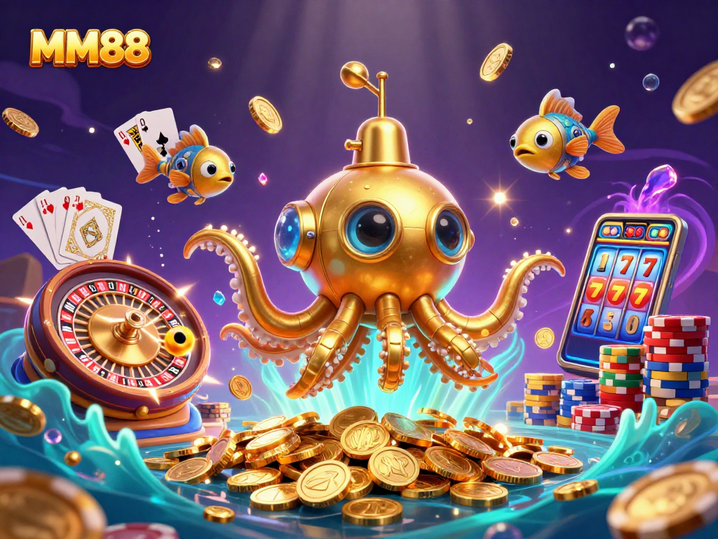 Engage with MM88's exciting gaming experience of fortune in vibrant casino illustration.