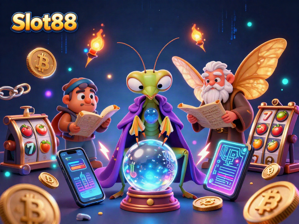 Experience high-energy Slot88 gaming with vibrant characters, crypto elements, and dynamic visuals.