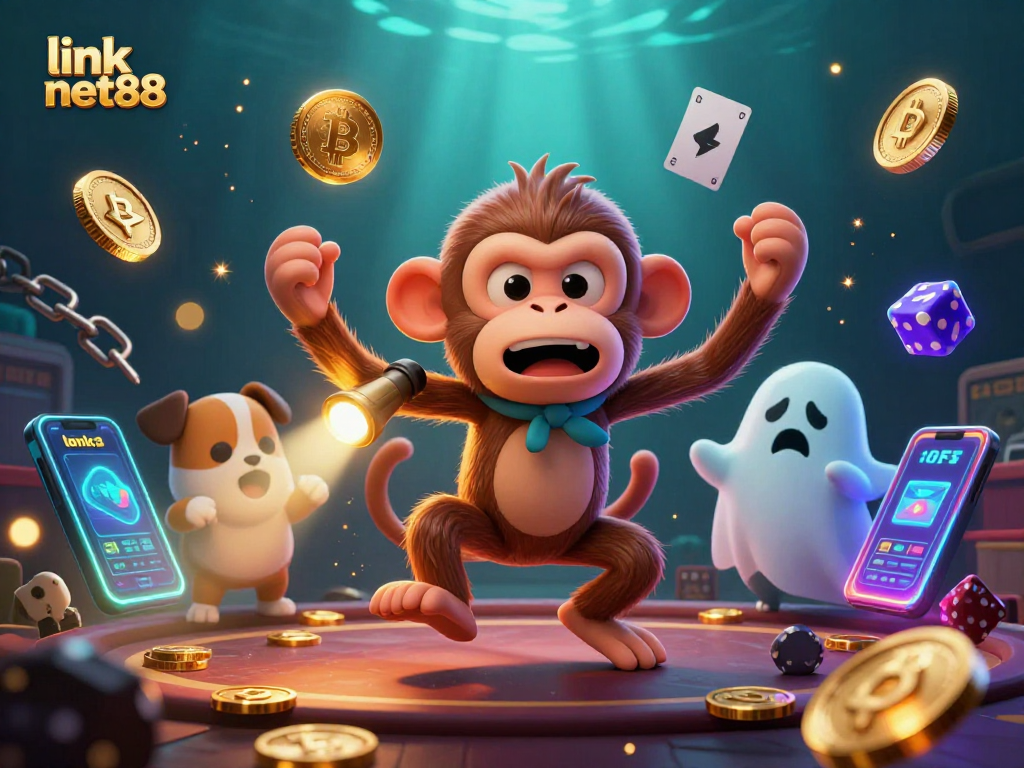Experience thrilling action at Net88 with colorful coins and casino characters.